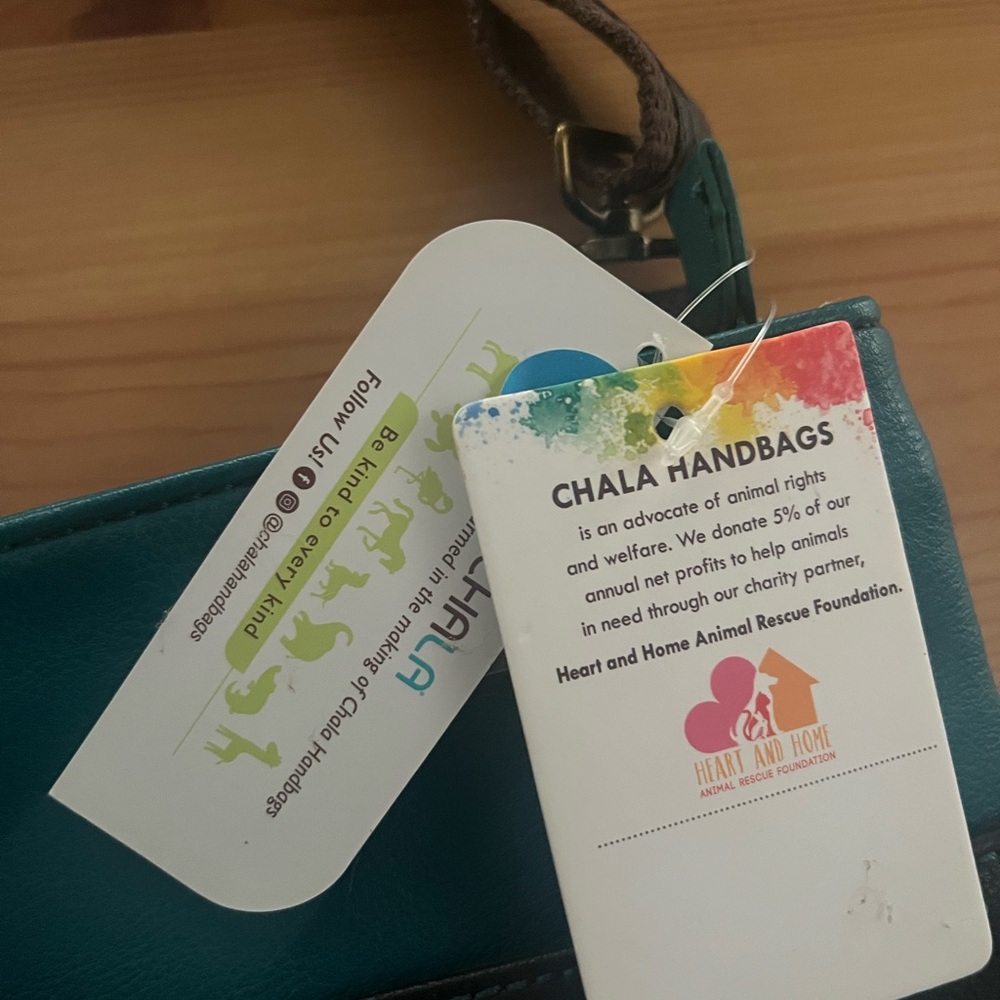 Chala Crossbody Bag Blue and Black with Decorative Charm - Picture 3 of 8